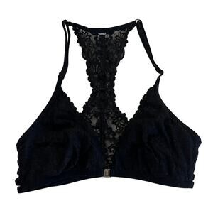 M3-34(6) VICTORIA'S SECRET Lace Racerback Front Closure Bralette Black Small